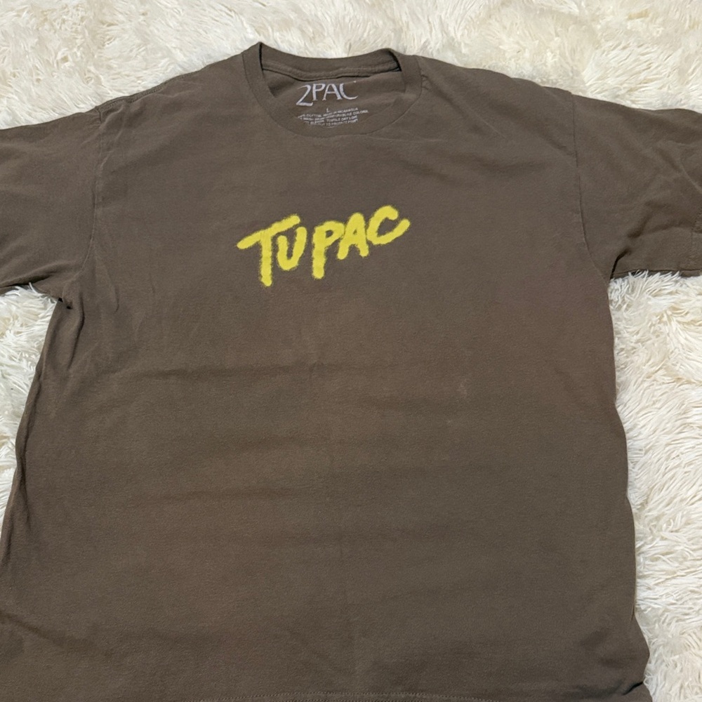 TUPAC Brown Short-Sleeve Tee with Yellow Logo